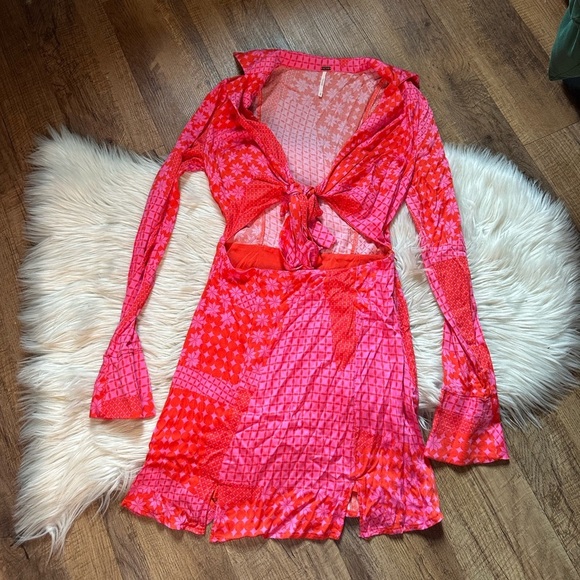 FREE PEOPLE Miki Mini Dress In Rose Combo - Picture 3 of 5